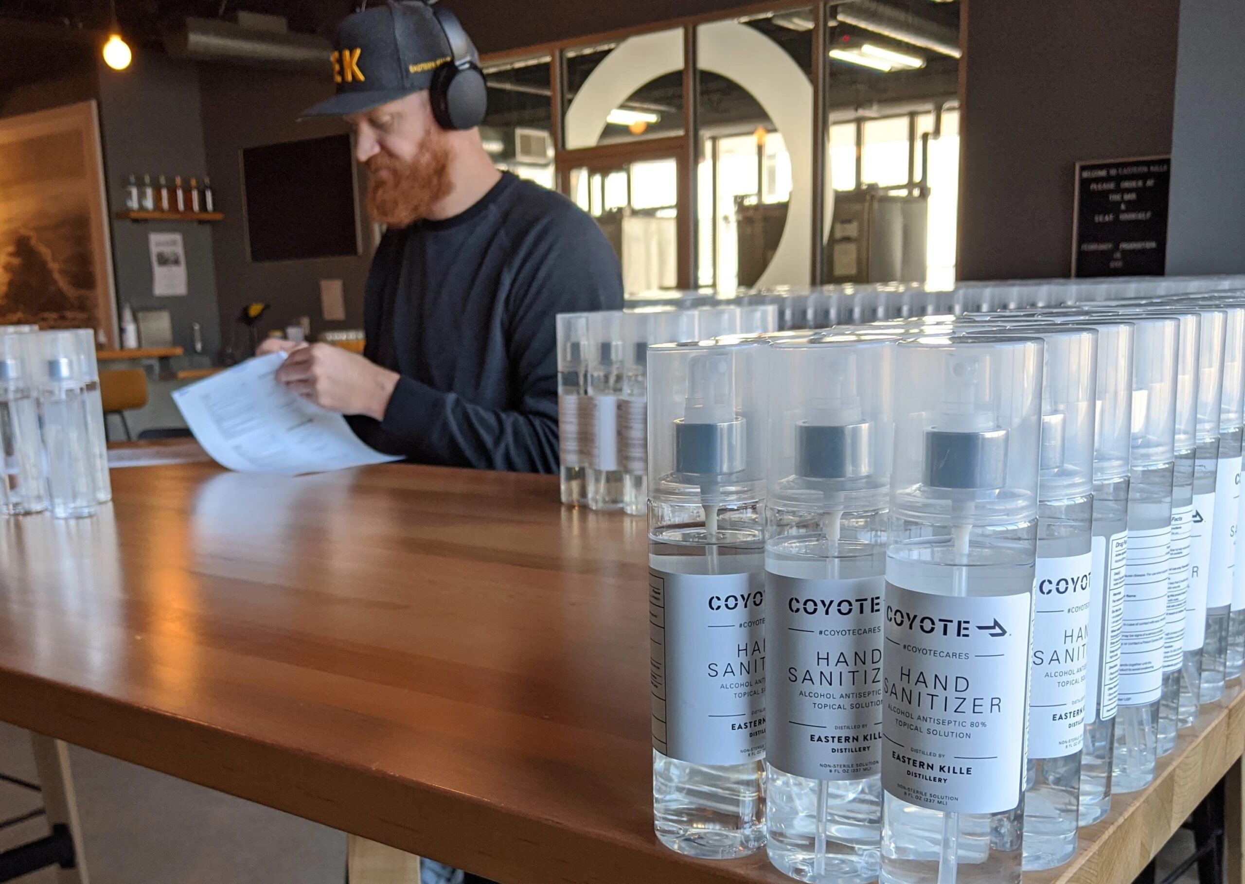 bottles of Eastern Kille Distillery hand sanitizer