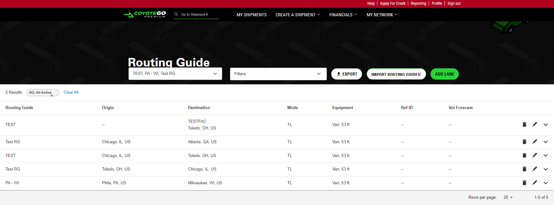 edit routing guide page in coyote go premium