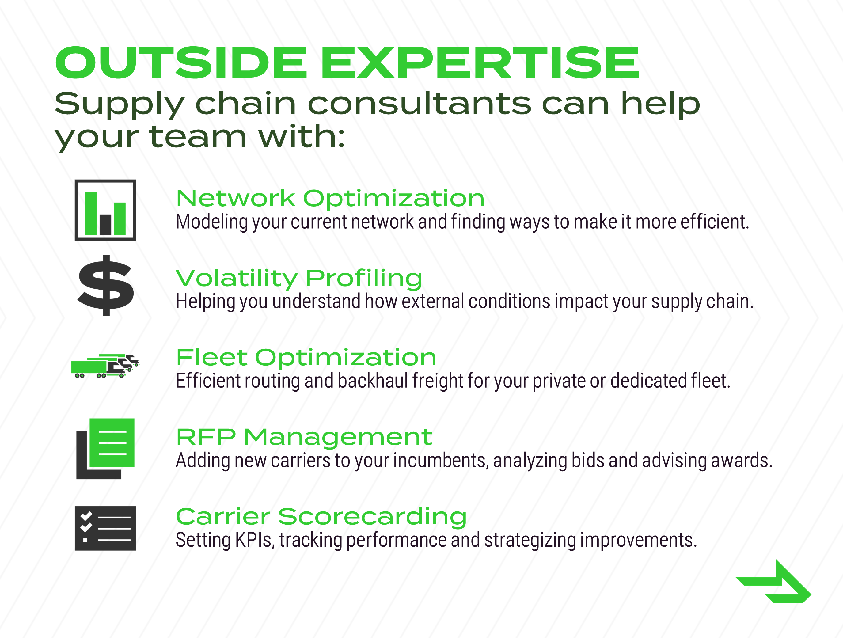 outside expertise supply chain consulting graphic