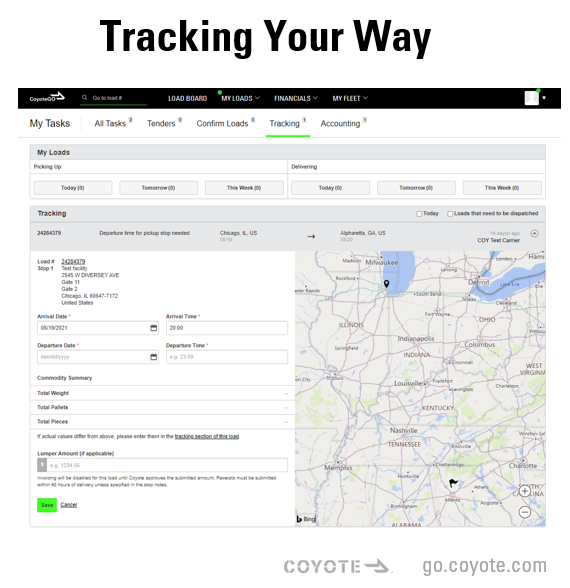 CoyoteGO carrier tracking