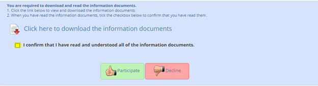 confirm you have read the information documents