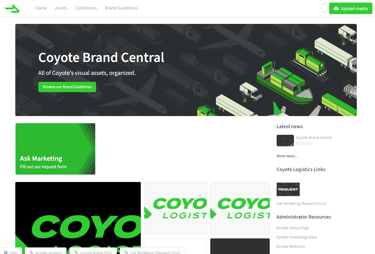 coyote brand central home page