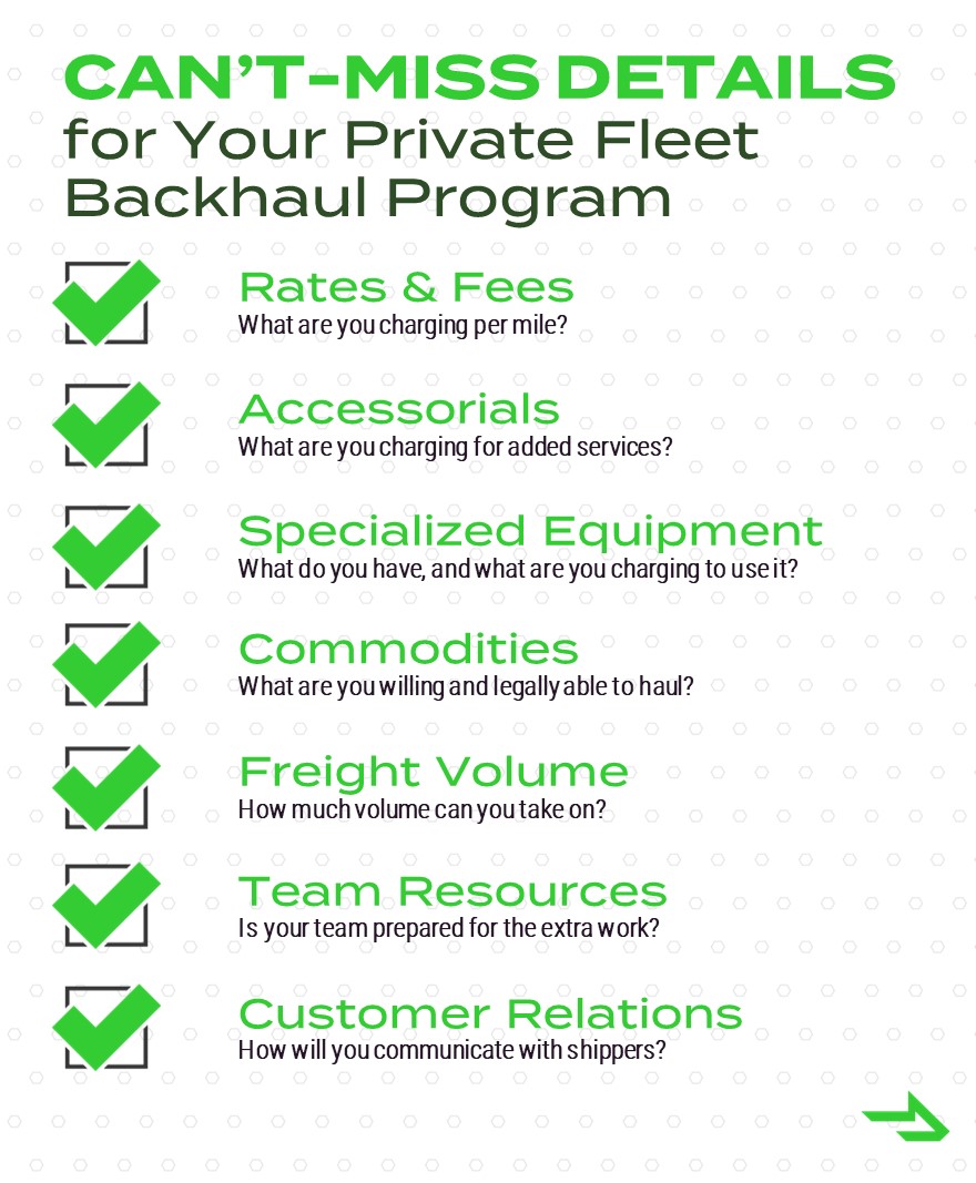 private fleet backhaul program checklist